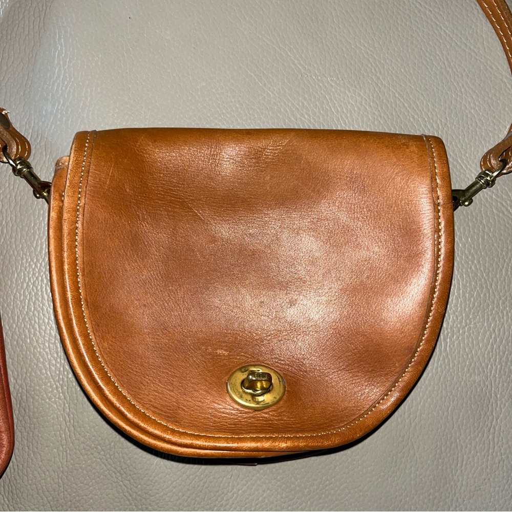 2 Leather Purses/ JG Hook & Unbranded Crossbody caramel/ brown flap over Vintage - Picture 10 of 16